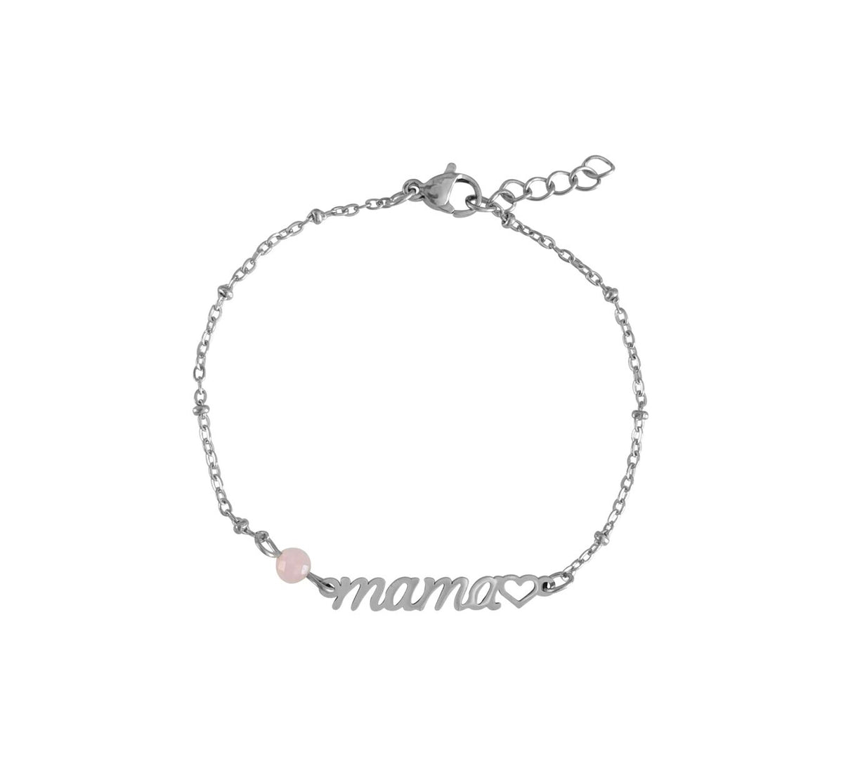 Rozenkwarts Armband Mama • Zilver