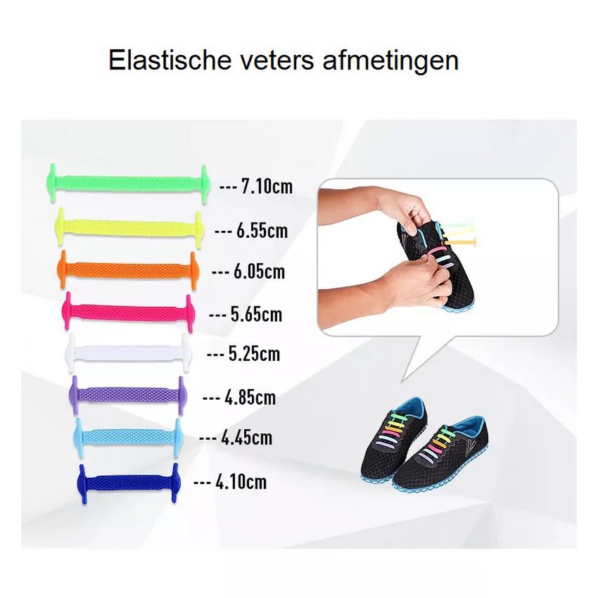 Elastische Veters • Veters Zonder Strikken • Grijs - Helloboy