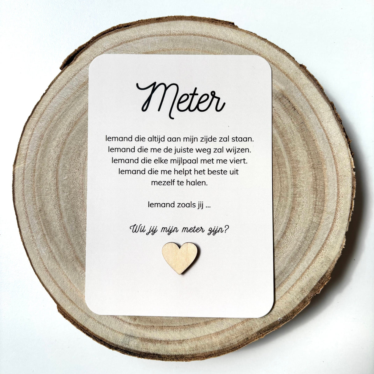 wenskaart meter met houten hartje