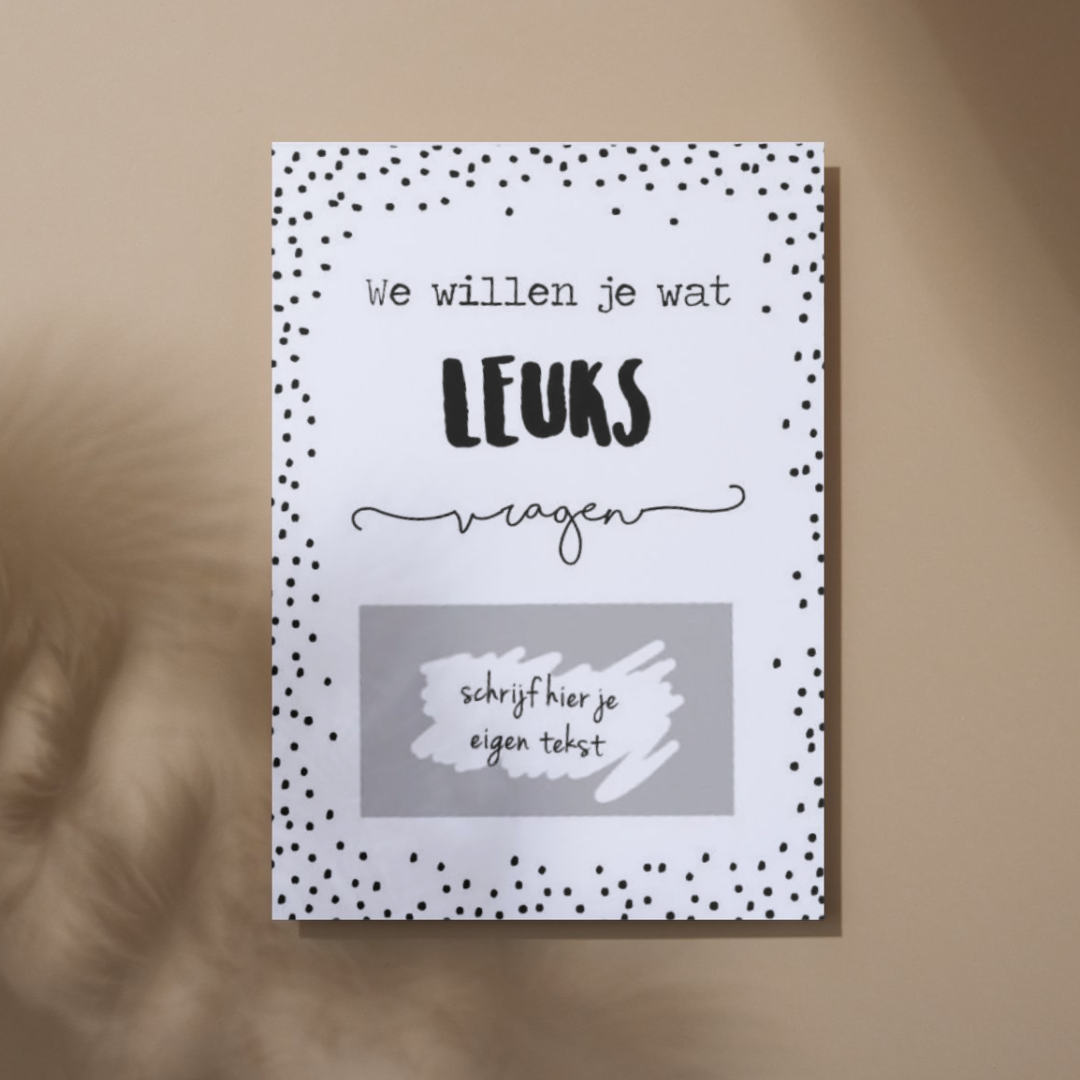 Kraskaart • We Willen Je Wat Leuks Vragen • DIY