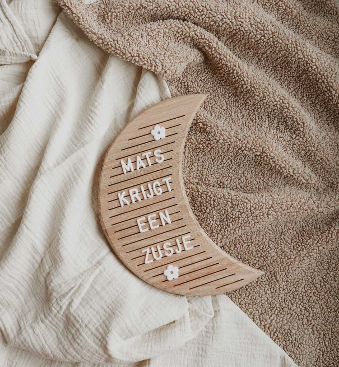 houten letterbord maan moon mijlpalenbord mijlpalen hout