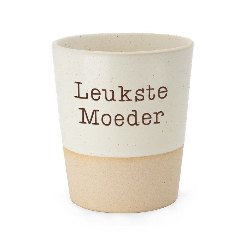 keramische mok de leukste moeder beige