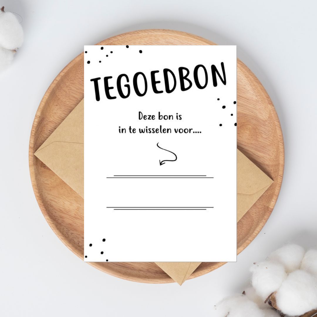 kraskaart tegoedbon zwart wit