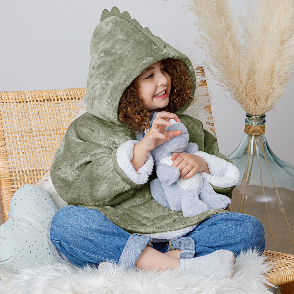 Dino Hoodie Plaid Helloboy groen green 