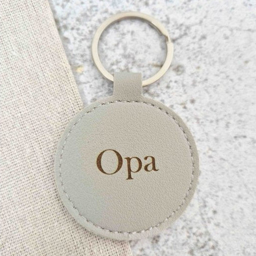 grijze ronde sleutelhanger opa