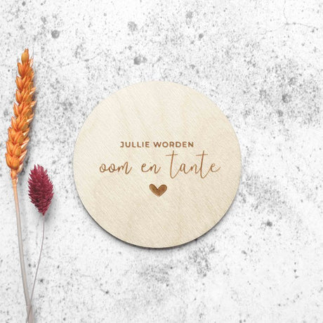 houten cirkel jullie worden oom en tante