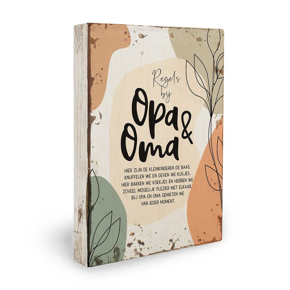 houten bord met regels bij oma en oma 