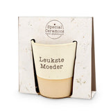 keramische mok de leukste moeder beige 