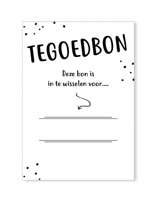 kraskaart tegoedbon zwart wit