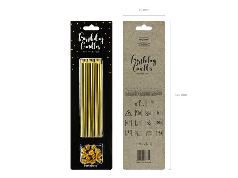 Verjaardagskaarsen • Goud (12 stuks)