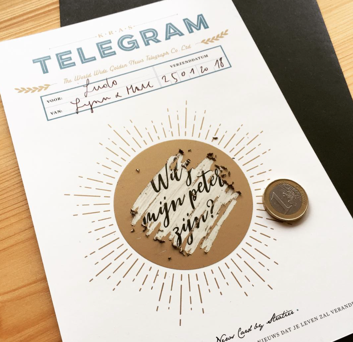 krastelegram wil  je mijn peter zijn kraskaart dieter coppens stratier