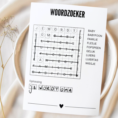 A6 Woordzoeker • Je Wordt Oma