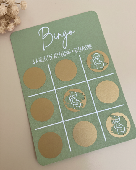 bingo kraskaart groen zwangerschap zwanger zwangerschapsaankondiging