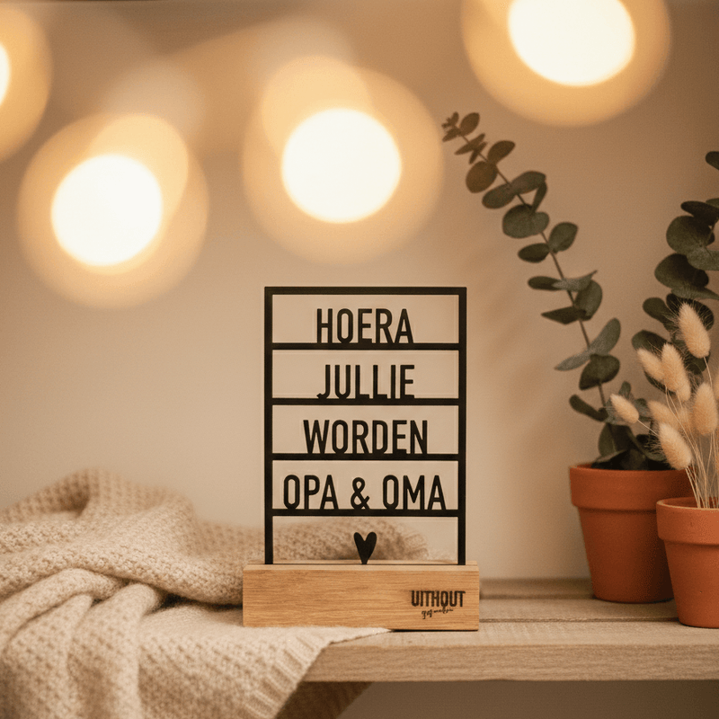 houten lijst met houder jullie worden opa en oma zwangerschapsaankondiging