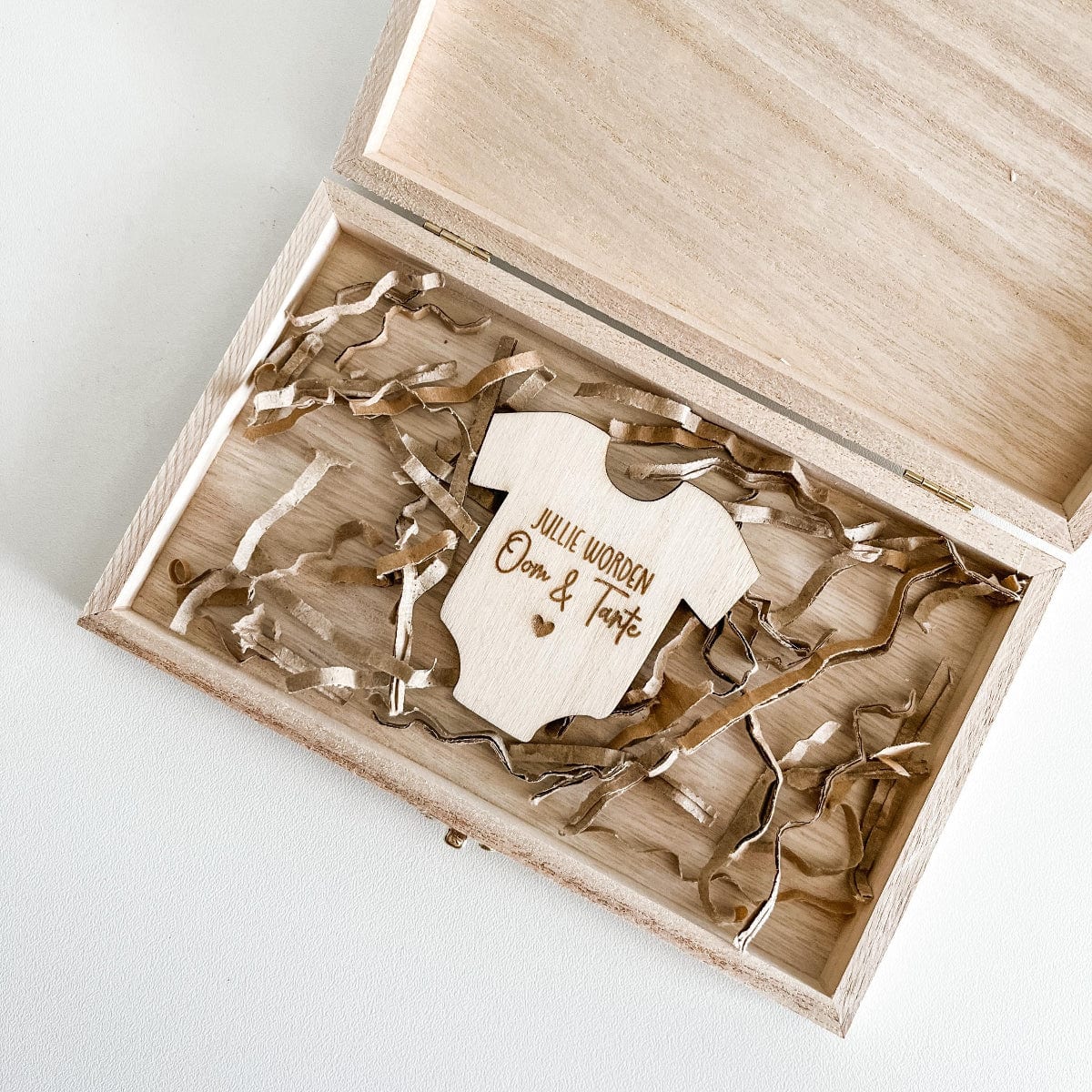 houten kistjes met houten romper jullie worden oom en tante