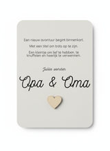 jullie worden opa en oma kaart met houten hartje