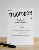 kraskaart tegoedbon zwart wit