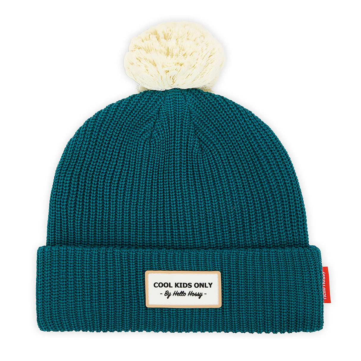 Muts block duck hello hossy groen green kindermuts met pompom beige