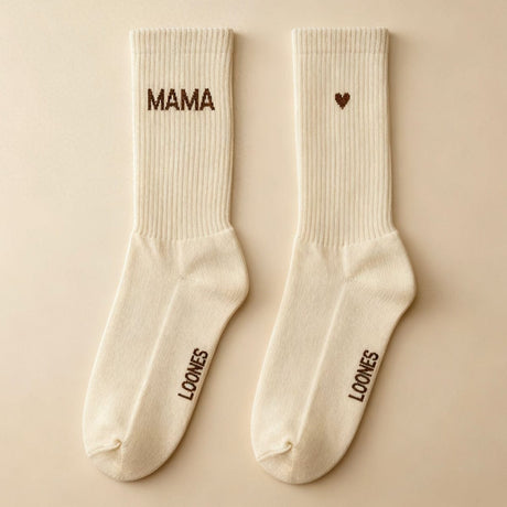 mama sokken met hartje beige loones kousen mama