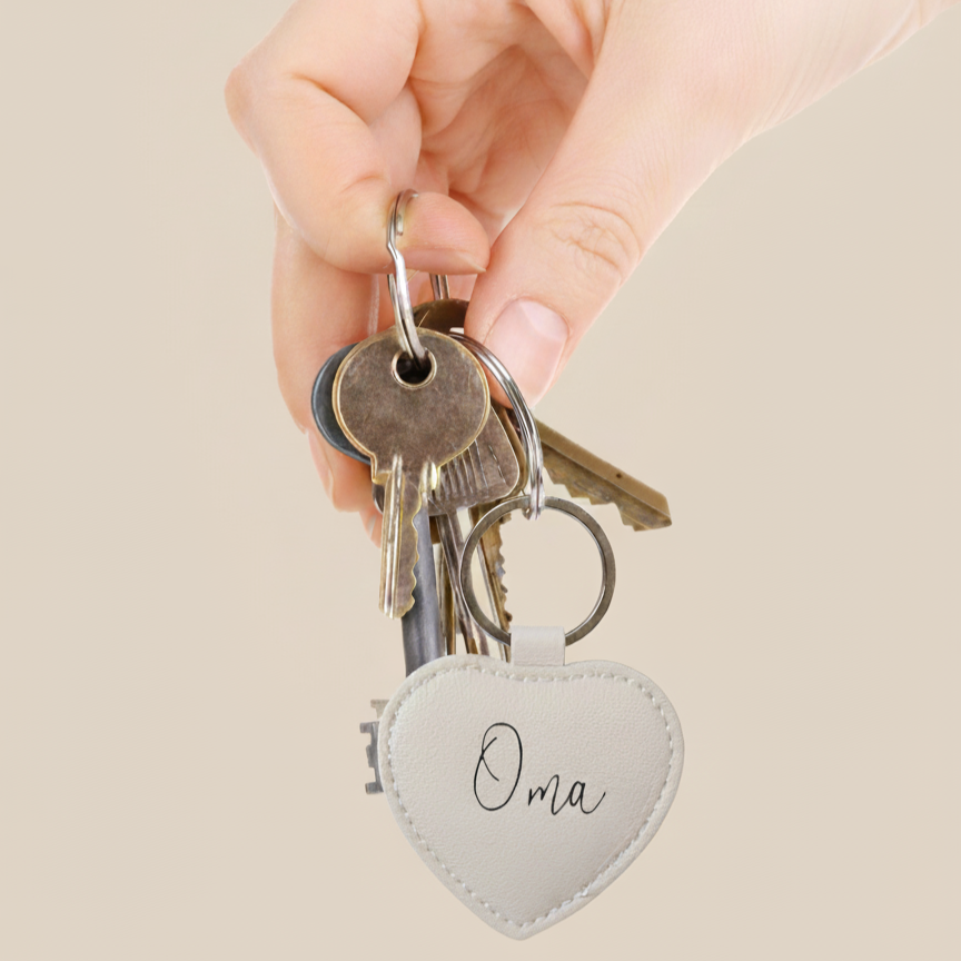 sleutelhanger hart hartje beige oma