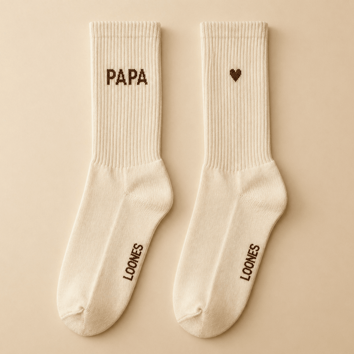 papa sokken papa kousen beige met hartje loones