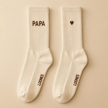 papa sokken papa kousen beige met hartje loones