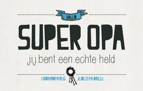 Wenskaart "hallo super opa" - HelloBaby.be