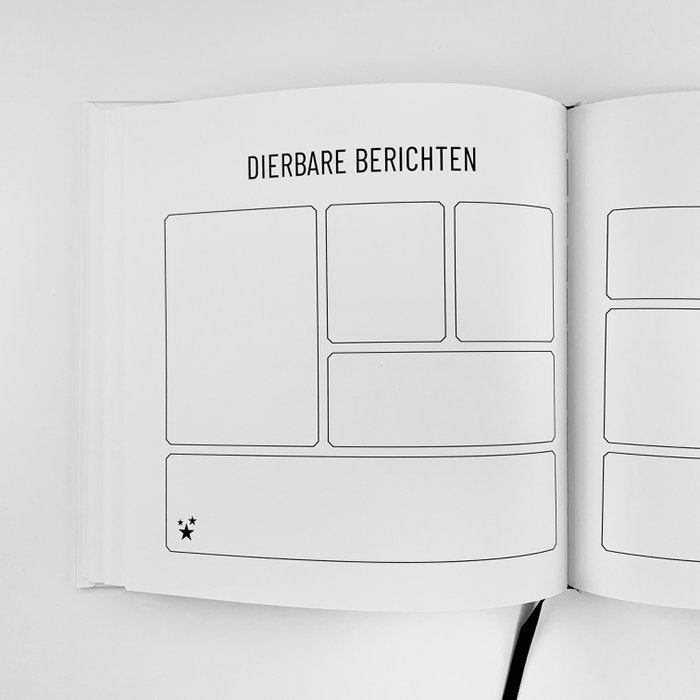 Invulboek Dag Kleine Ster, open bij ‘Dierbare berichten’ met lege kaders in verschillende formaten.
