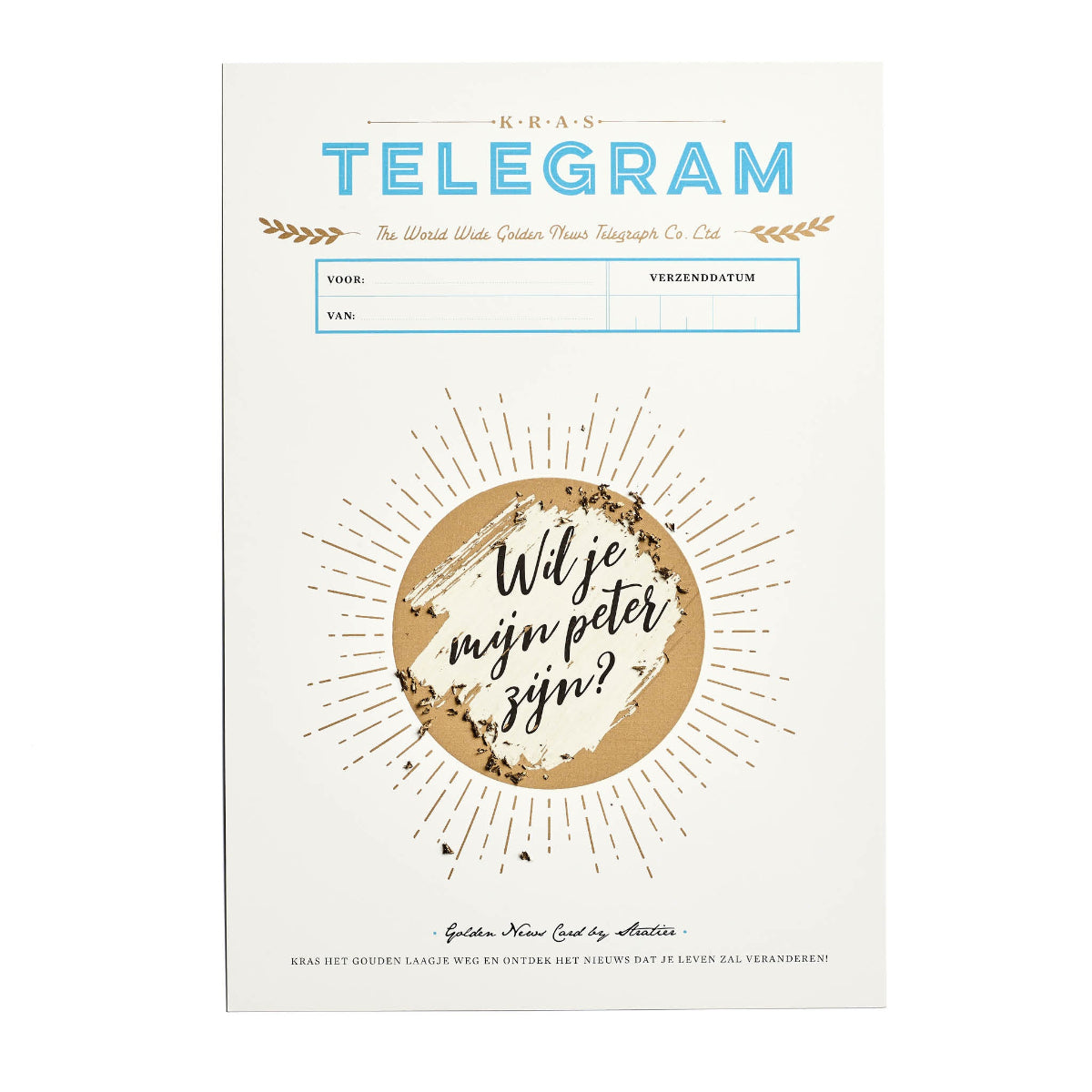 krastelegram wil  je mijn peter zijn kraskaart dieter coppens stratier
