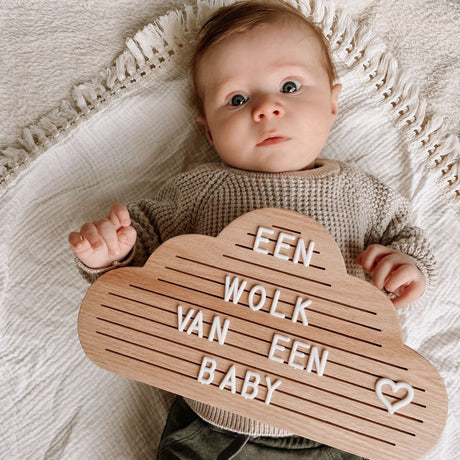 houten letterbord wolk cloud mijlpalenbord hout