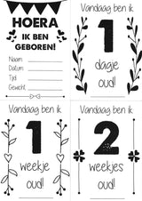 Mijlpaalkaarten '1ste jaar' (zwart-wit) - HelloBaby.be