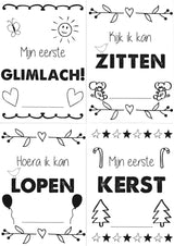 Mijlpaalkaarten '1ste jaar' (zwart-wit) - HelloBaby.be